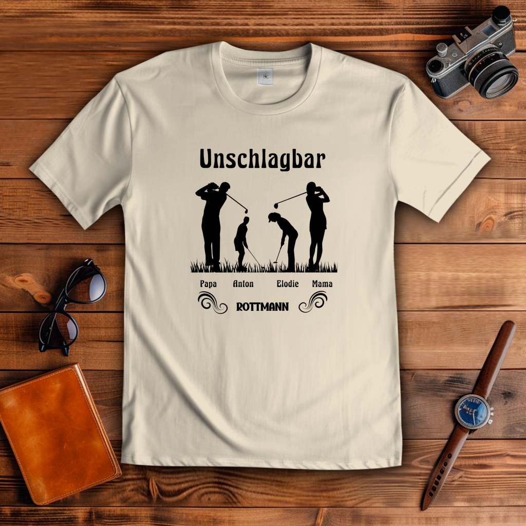 Golf T-Shirt Familie Unschlagbar personalisiert