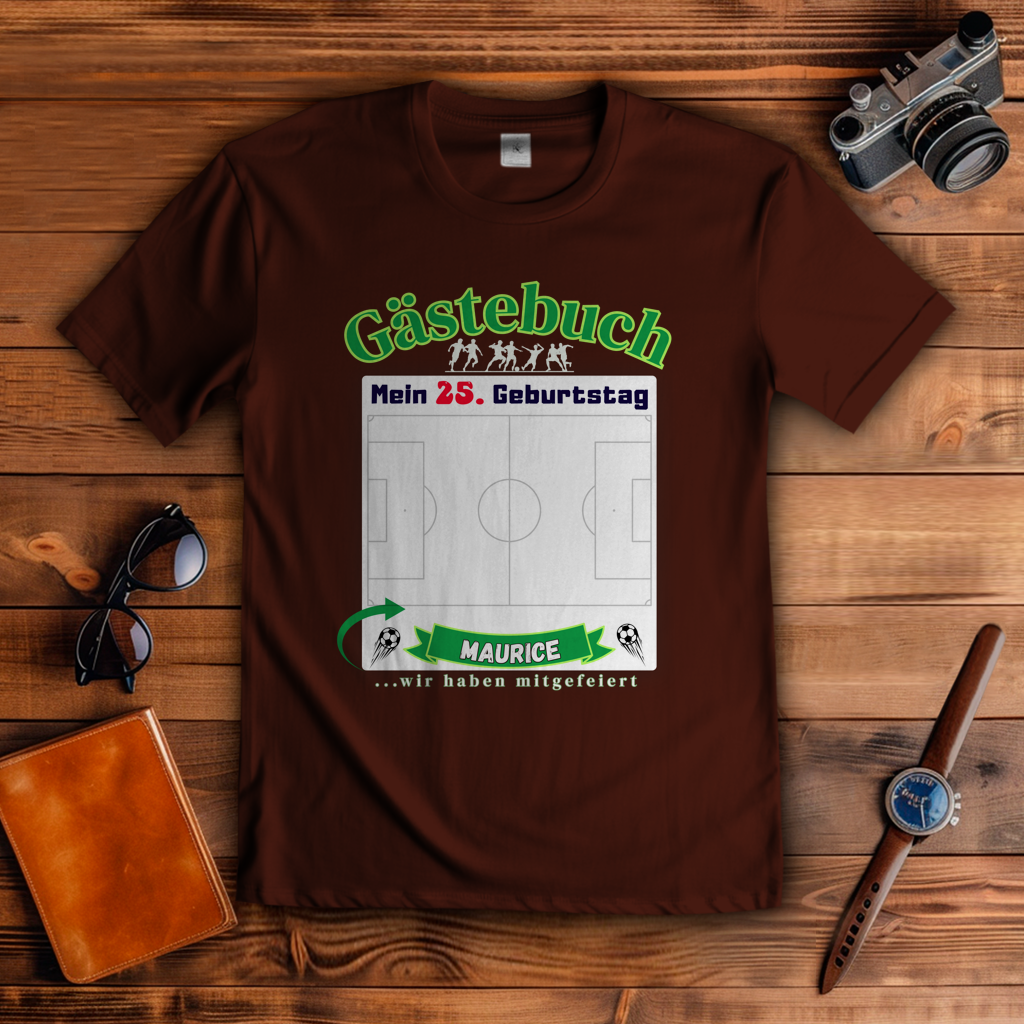 T-Shirt personalisierbar Fußball Geburtstag Gästebuch