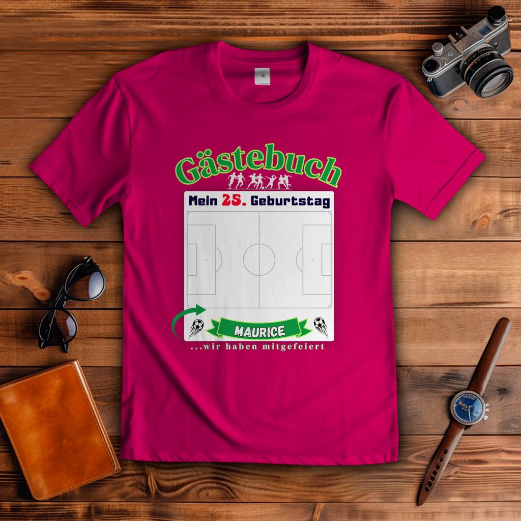 T-Shirt personalisierbar Fußball Geburtstag Gästebuch