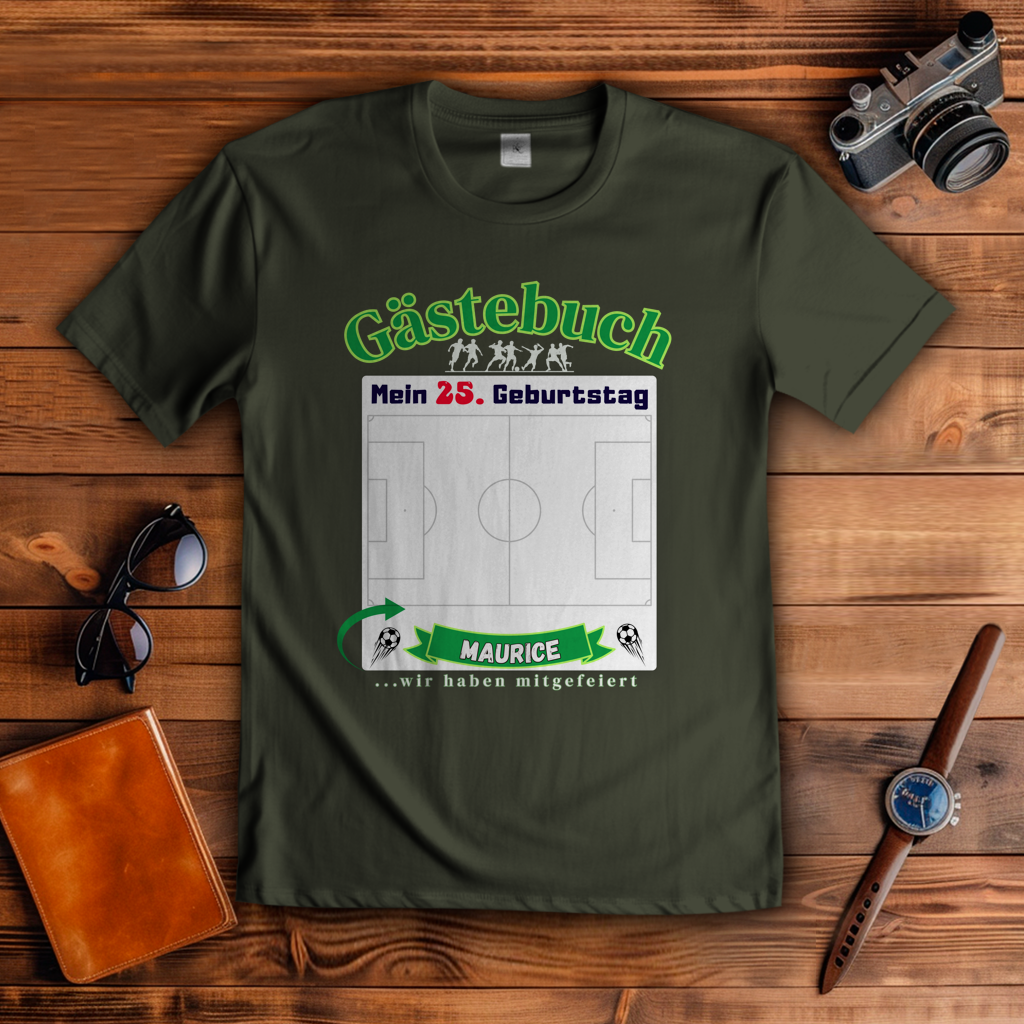 T-Shirt personalisierbar Fußball Geburtstag Gästebuch