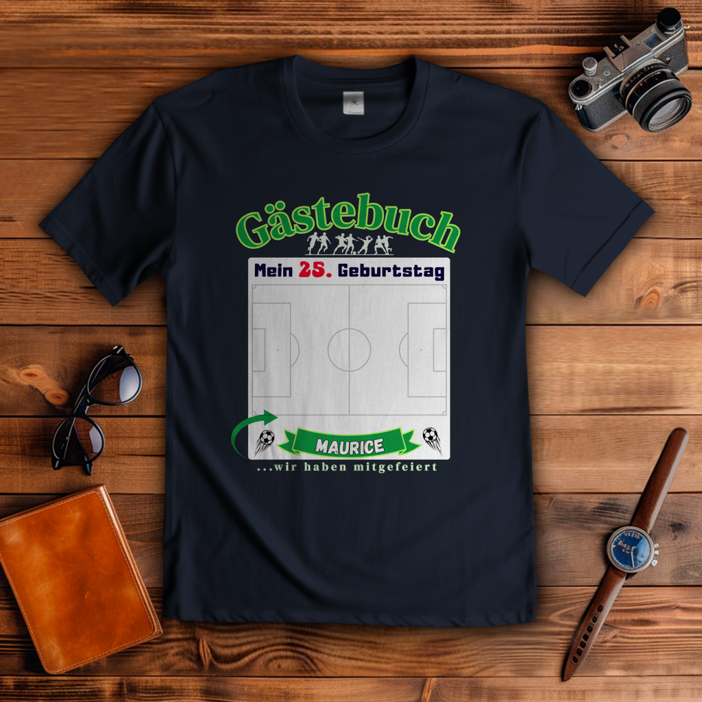 T-Shirt personalisierbar Fußball Geburtstag Gästebuch