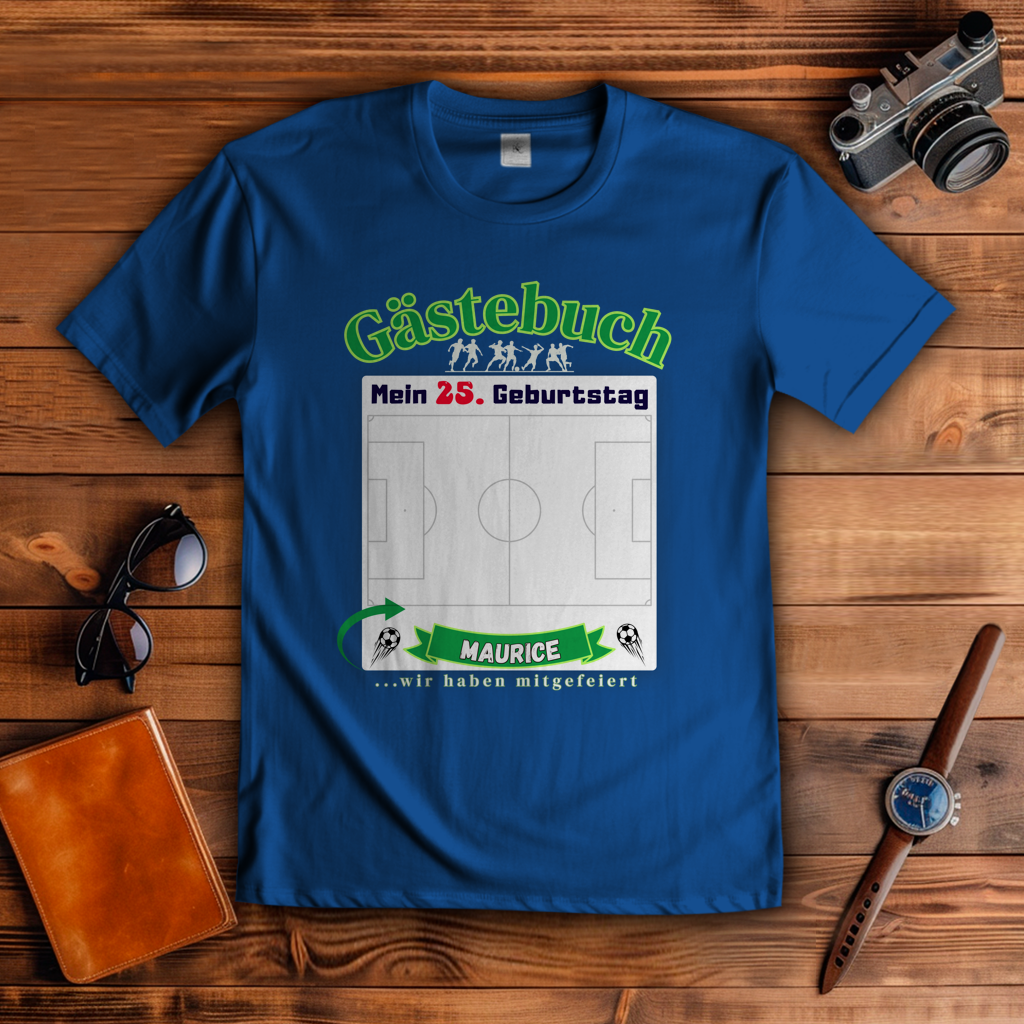 T-Shirt personalisierbar Fußball Geburtstag Gästebuch
