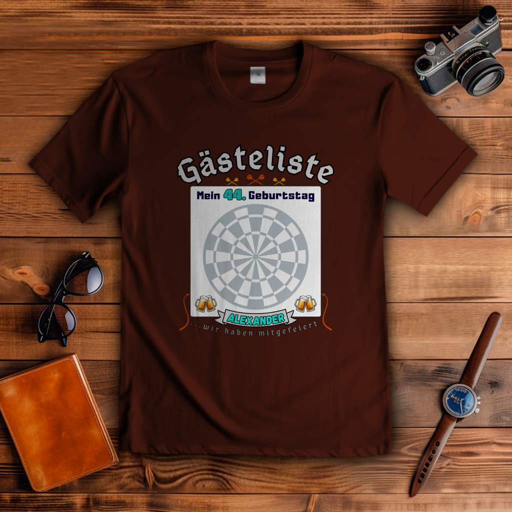 T-Shirt Gästebuch Dartscheibe personalisierbar
