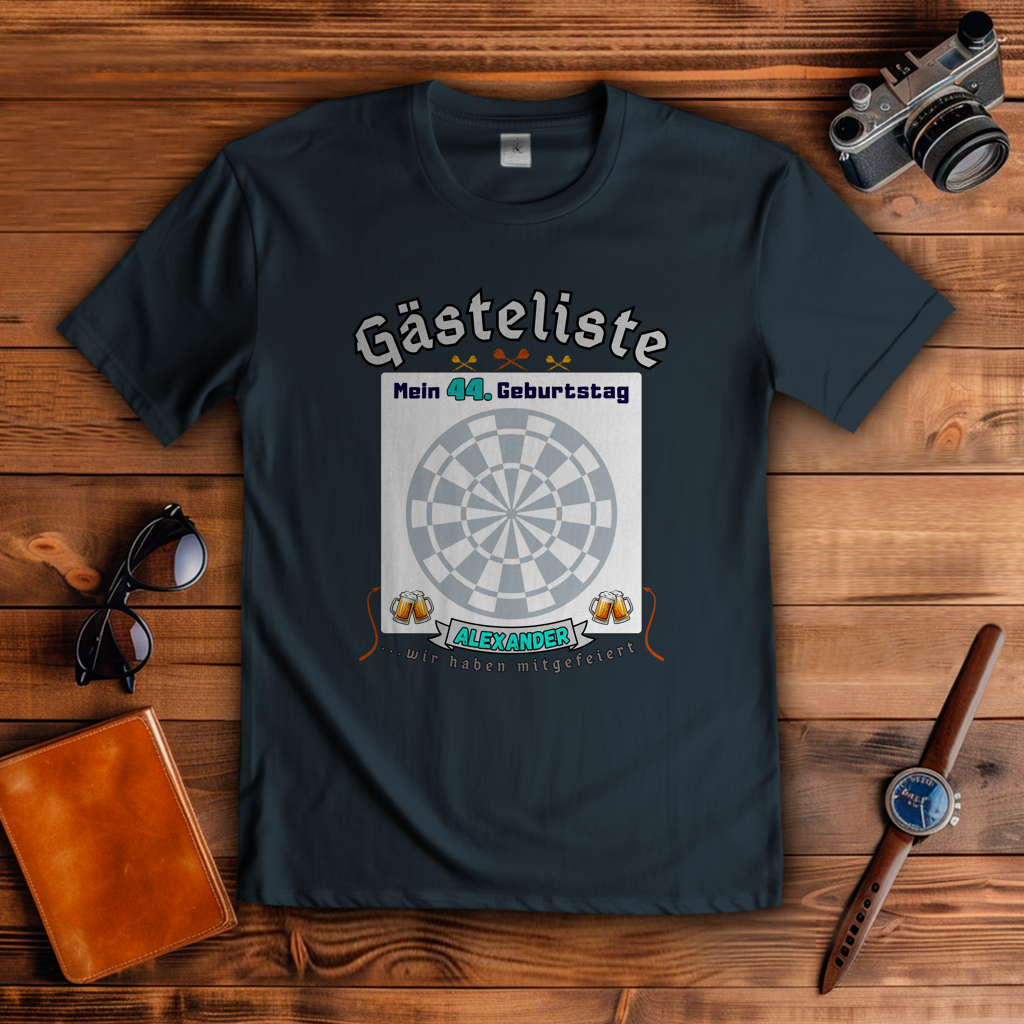 T-Shirt Gästebuch Dartscheibe personalisierbar