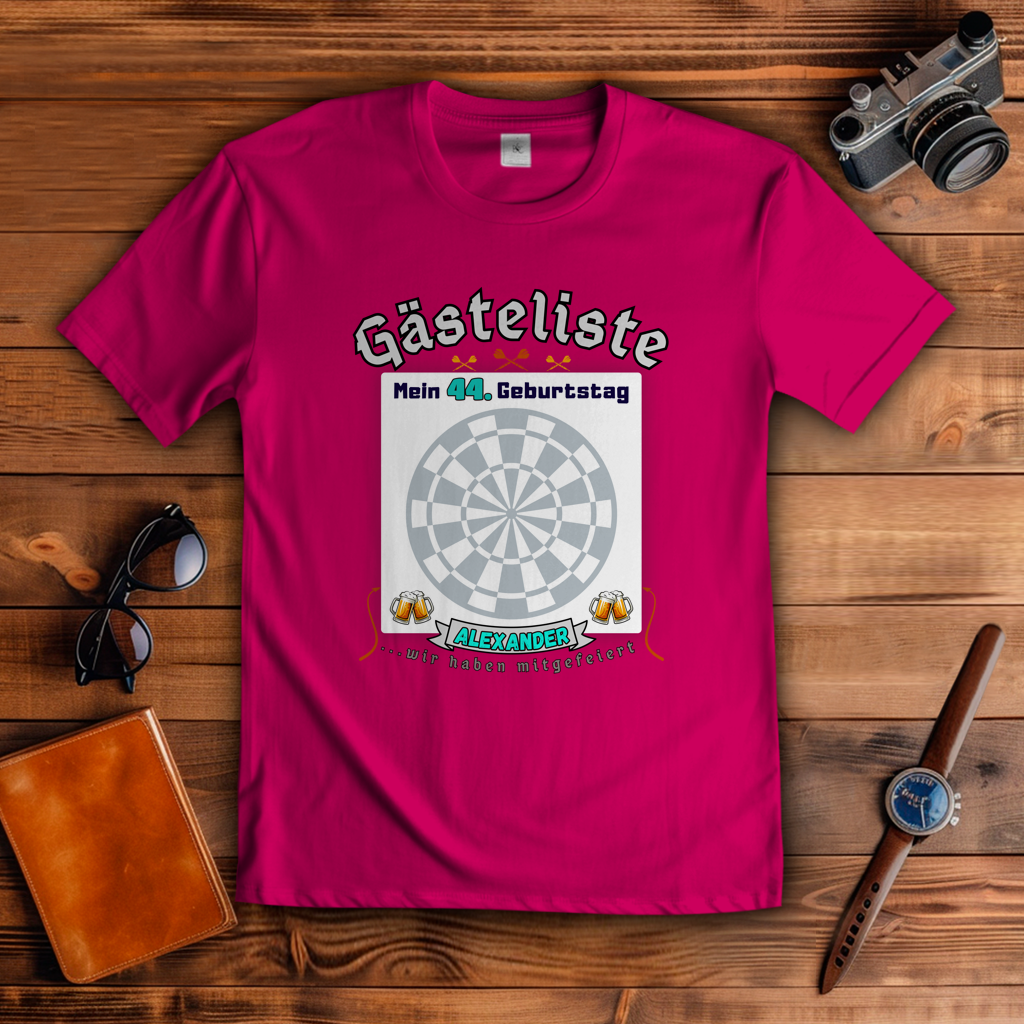 T-Shirt Gästebuch Dartscheibe personalisierbar