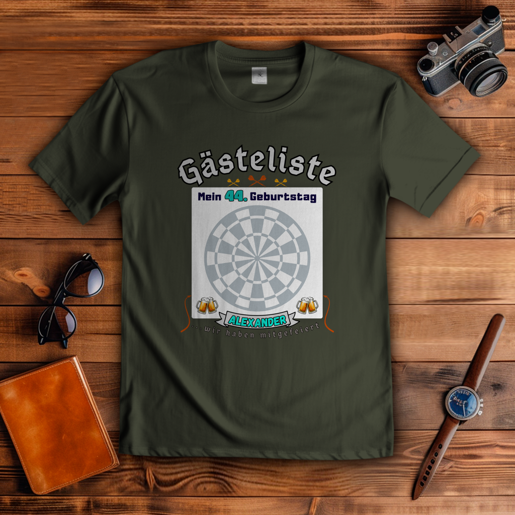 T-Shirt Gästebuch Dartscheibe personalisierbar