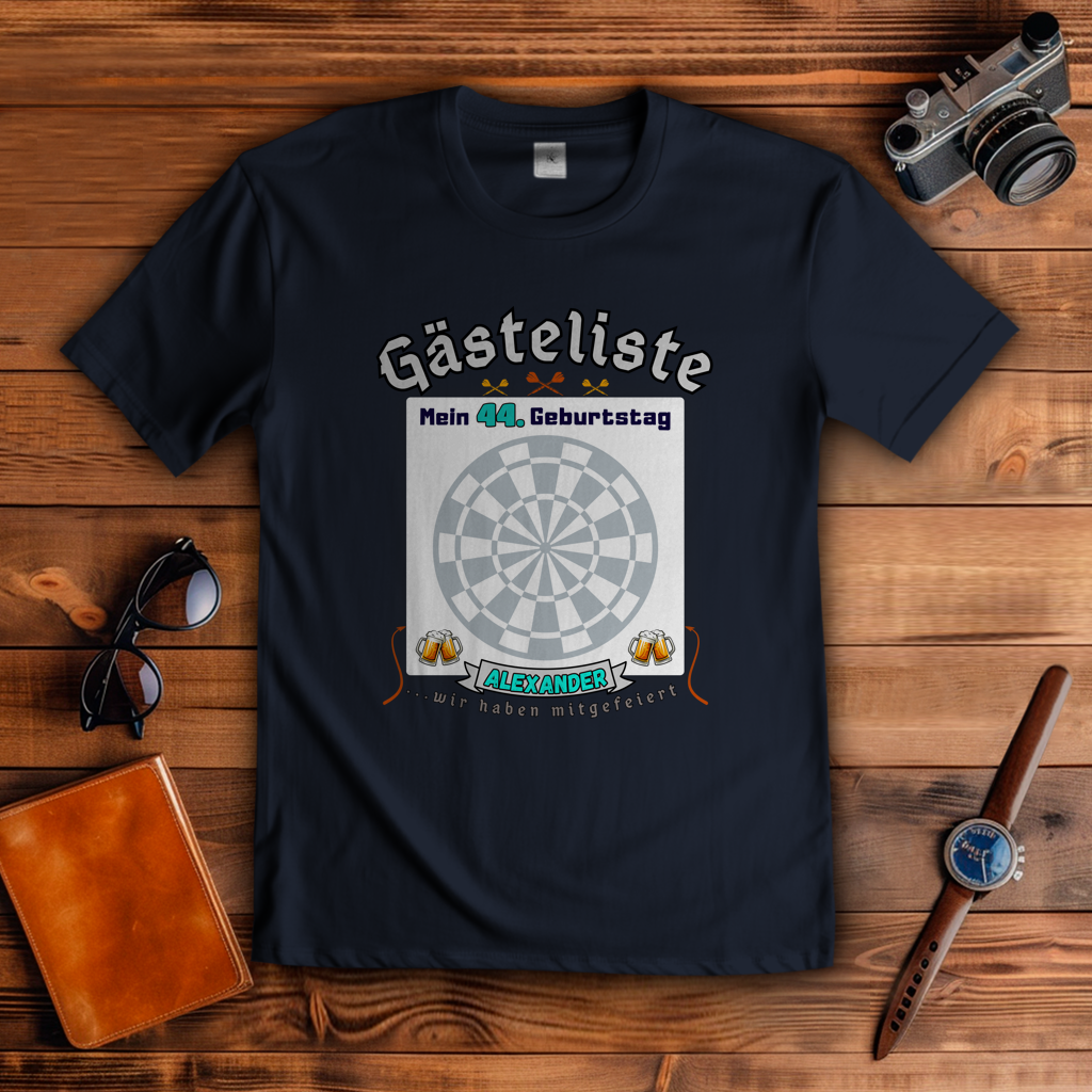 T-Shirt Gästebuch Dartscheibe personalisierbar