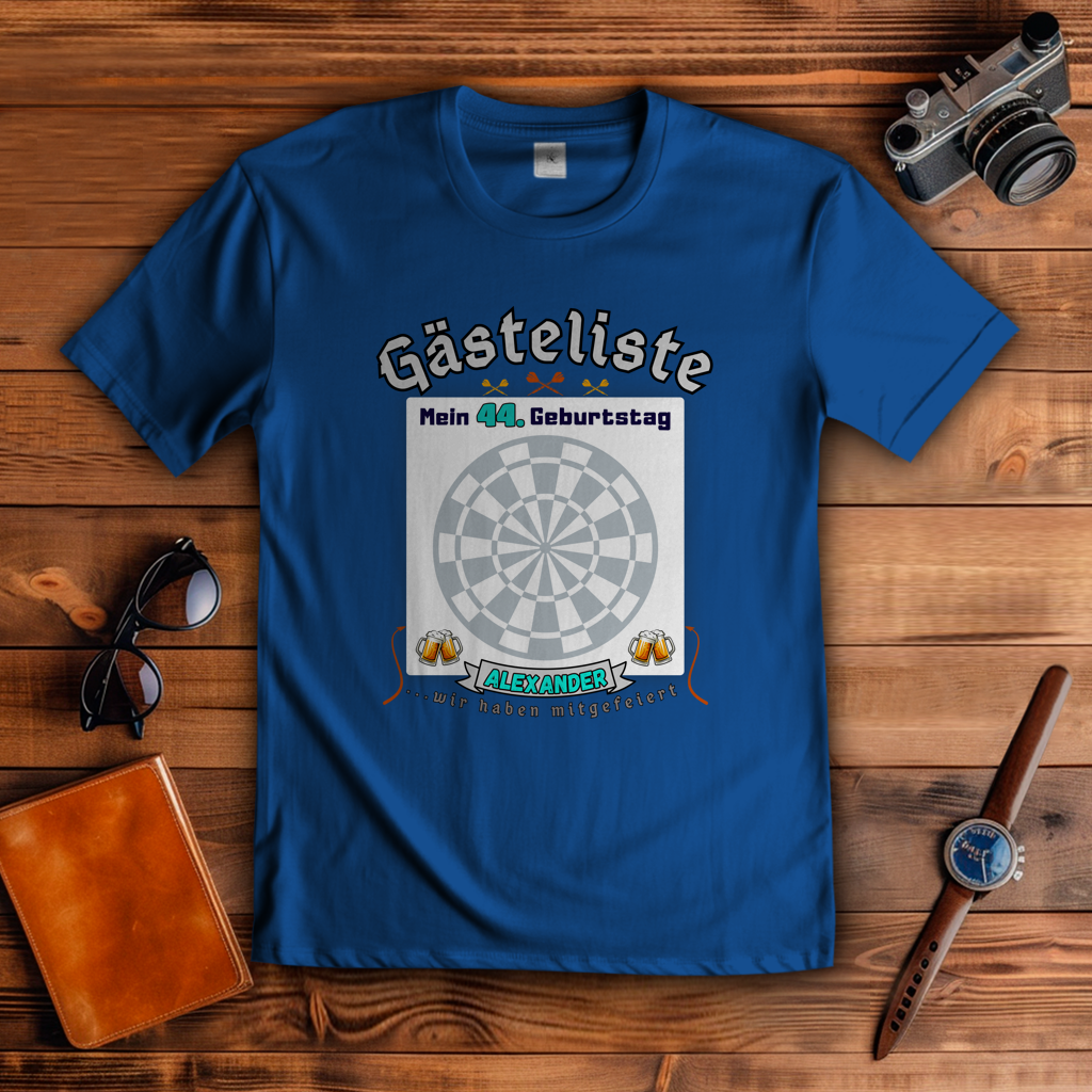 T-Shirt Gästebuch Dartscheibe personalisierbar