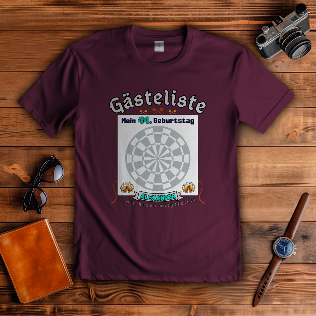 T-Shirt Gästebuch Dartscheibe personalisierbar