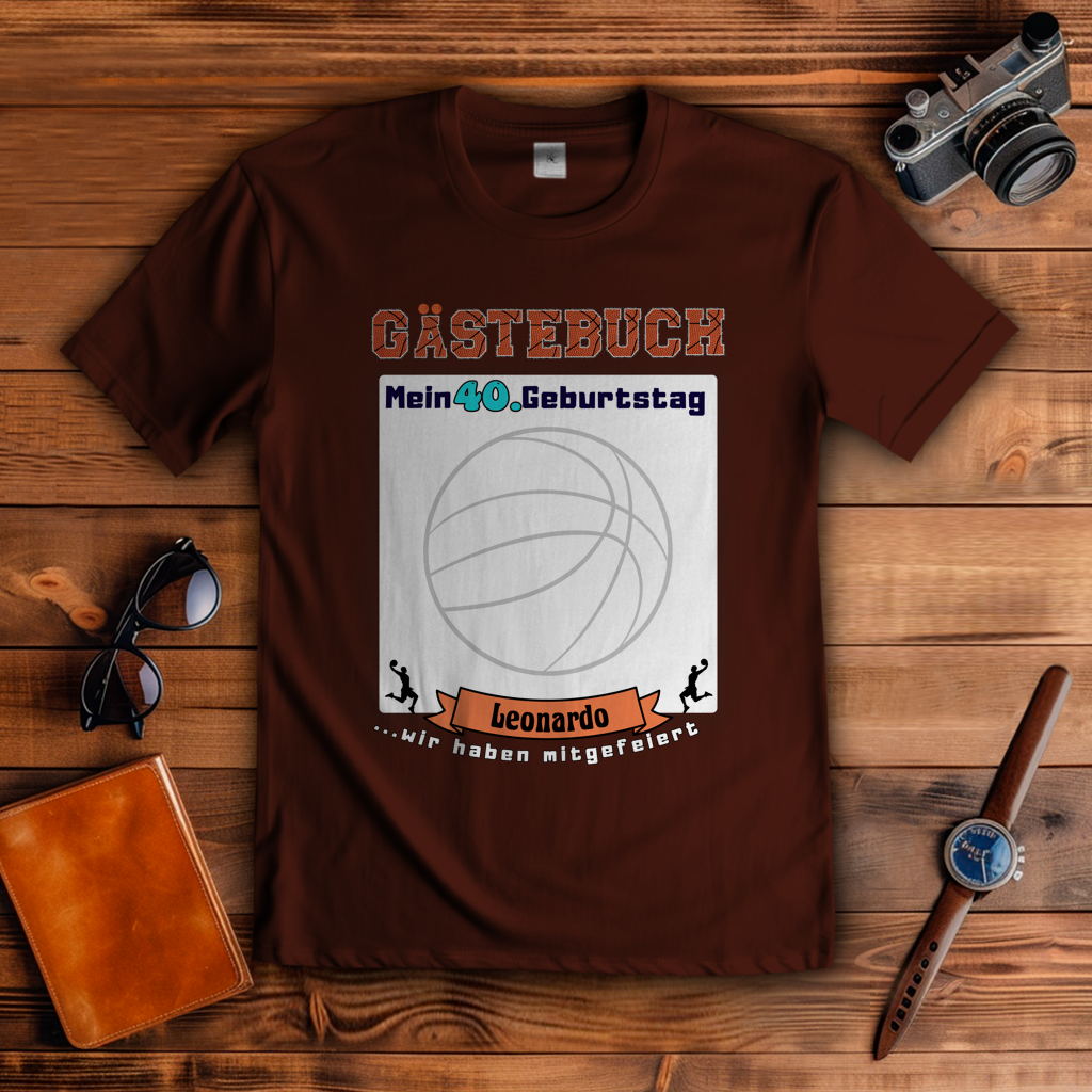T-Shirt Basketball Geburtstag Gästebuch personalisierbar