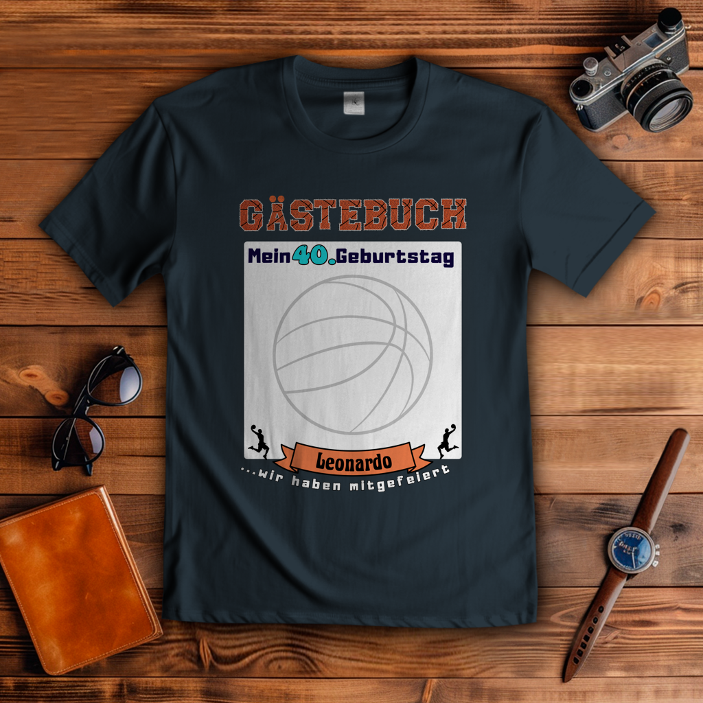 T-Shirt Basketball Geburtstag Gästebuch personalisierbar