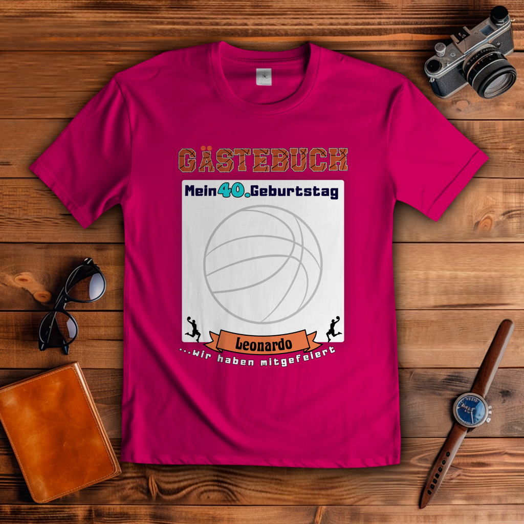 T-Shirt Basketball Geburtstag Gästebuch personalisierbar