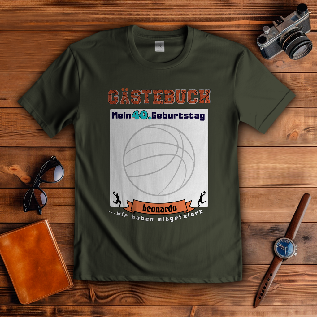T-Shirt Basketball Geburtstag Gästebuch personalisierbar