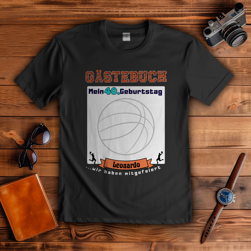 T-Shirt Basketball Geburtstag Gästebuch personalisierbar