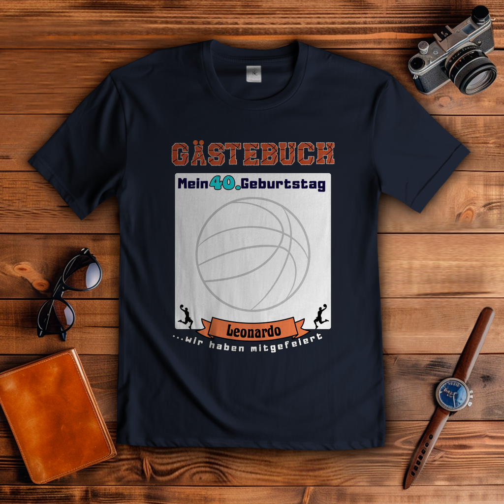 T-Shirt Basketball Geburtstag Gästebuch personalisierbar