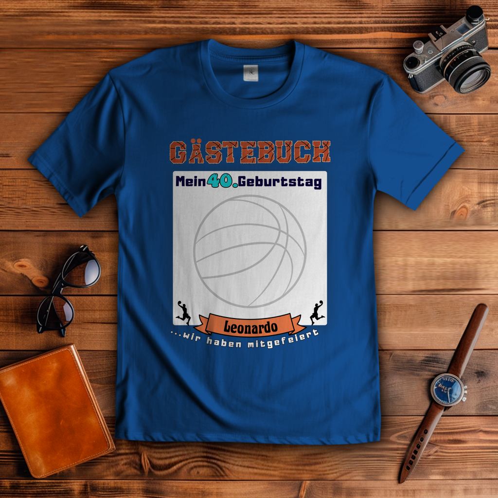 T-Shirt Basketball Geburtstag Gästebuch personalisierbar