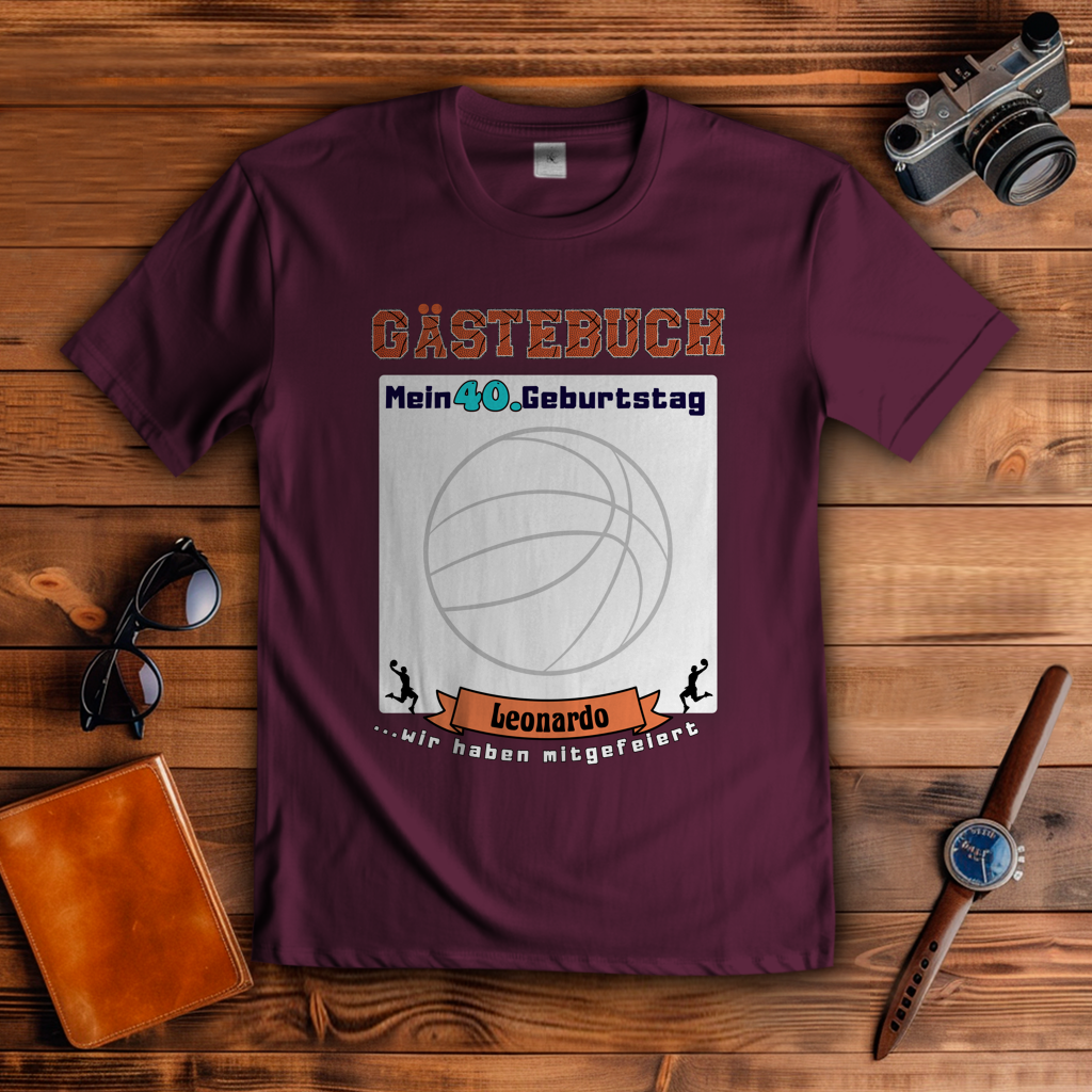 T-Shirt Basketball Geburtstag Gästebuch personalisierbar