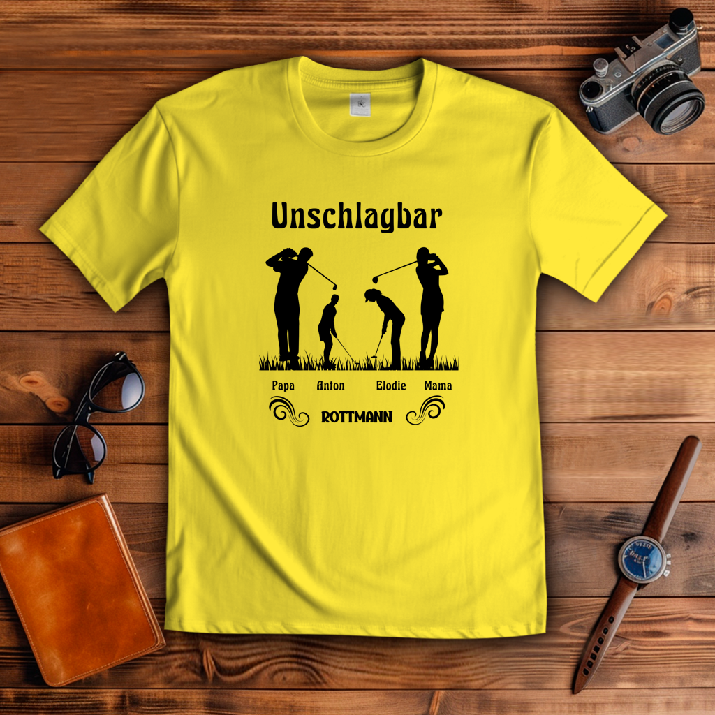 Golf T-Shirt Familie Unschlagbar personalisiert