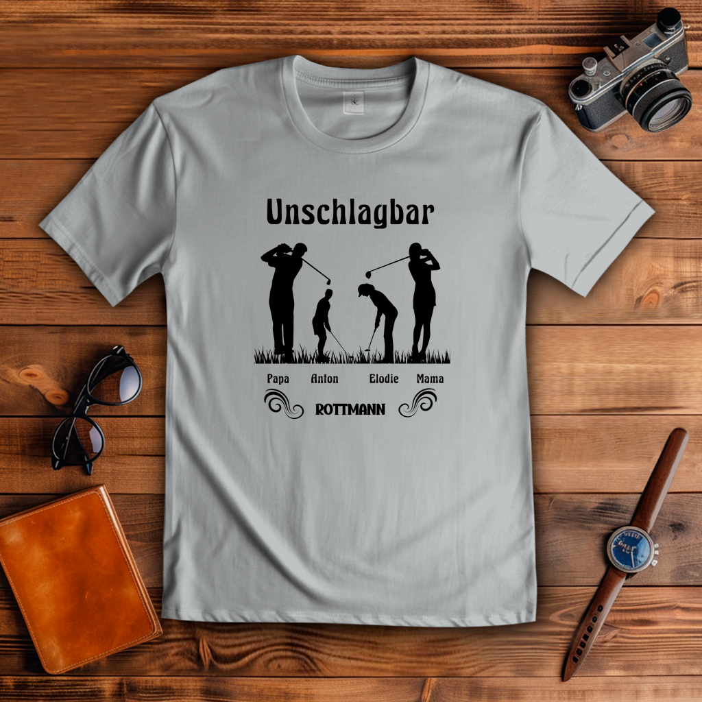 Golf T-Shirt Familie Unschlagbar personalisiert