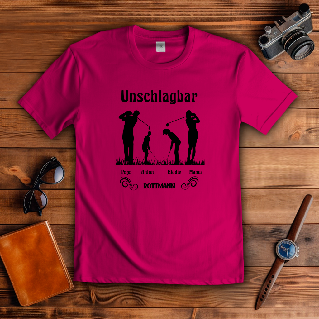Golf T-Shirt Familie Unschlagbar personalisiert