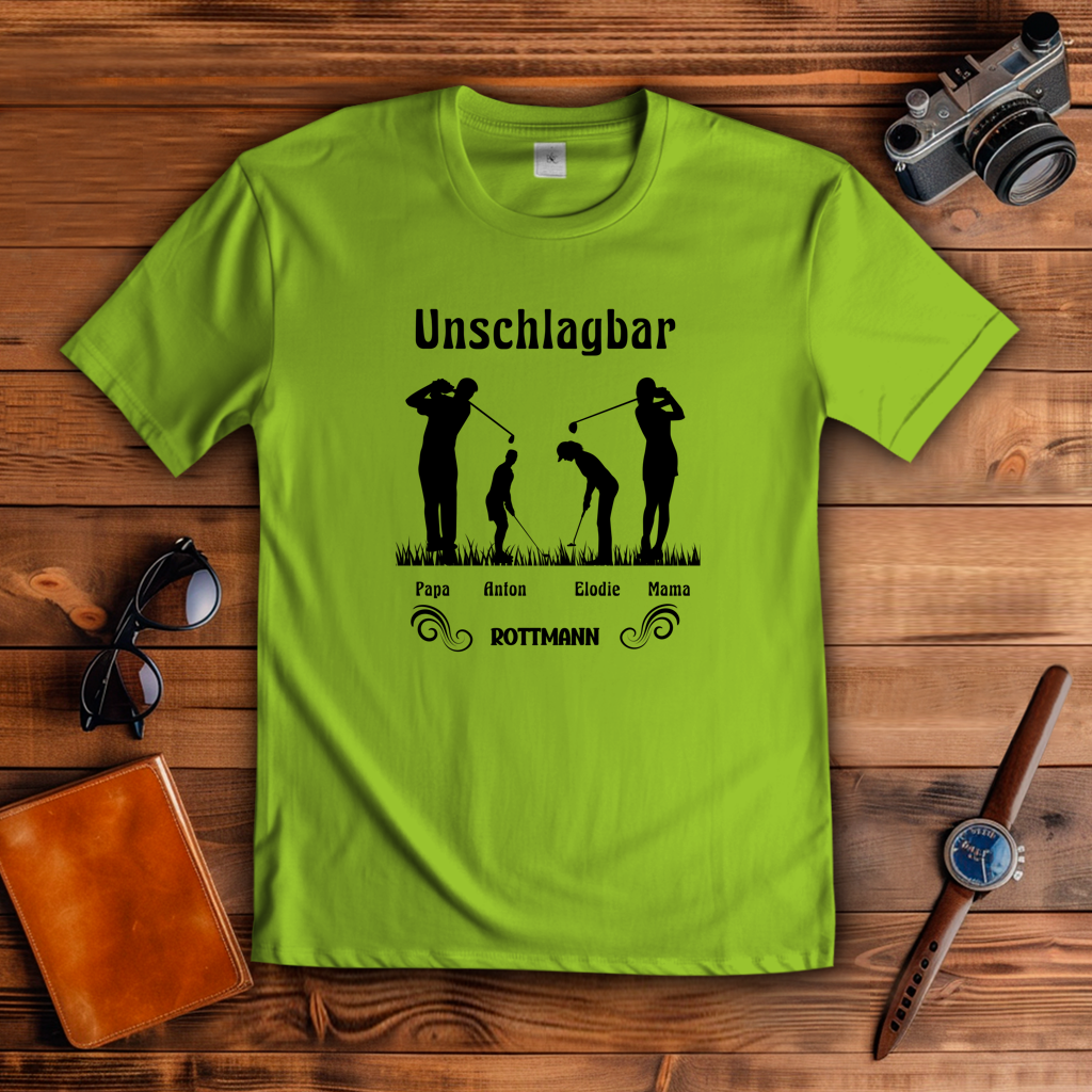 Golf T-Shirt Familie Unschlagbar personalisiert
