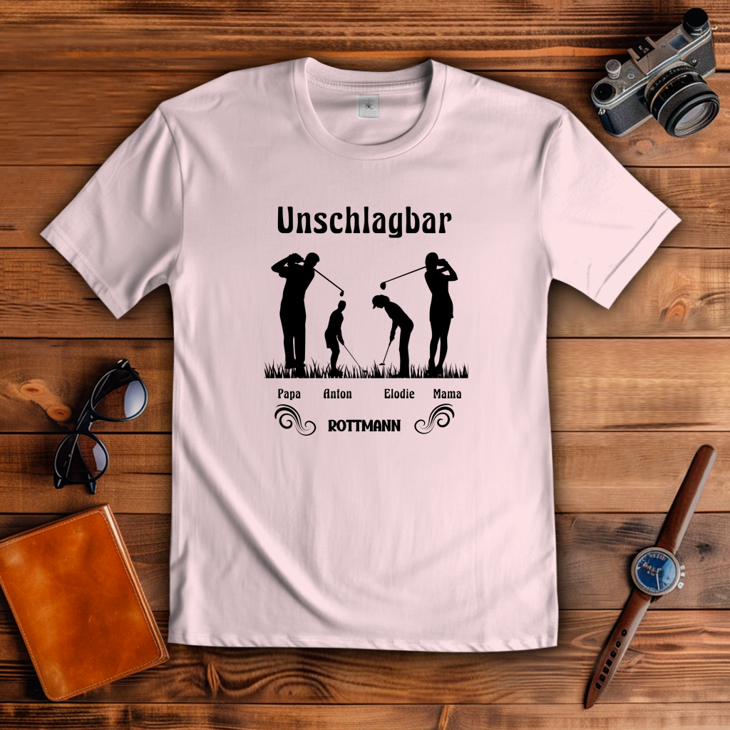Golf T-Shirt Familie Unschlagbar personalisiert