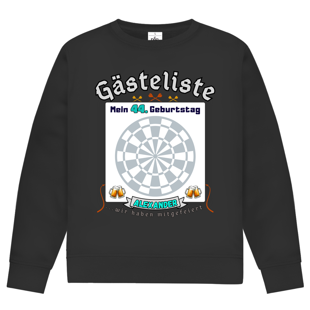 Sweatshirt Geburtstag Gästebuch Dartscheibe personalisierbar