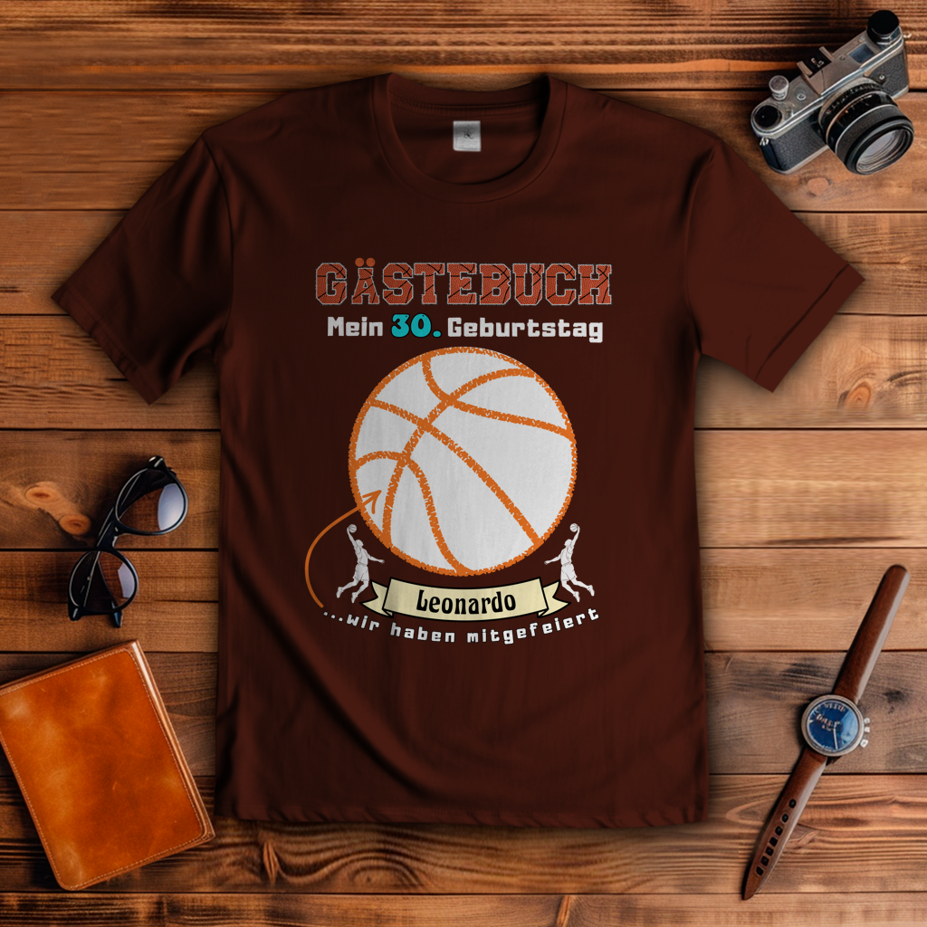 T-Shirt Geburtstag Basketball Gästebuch personalisierbar