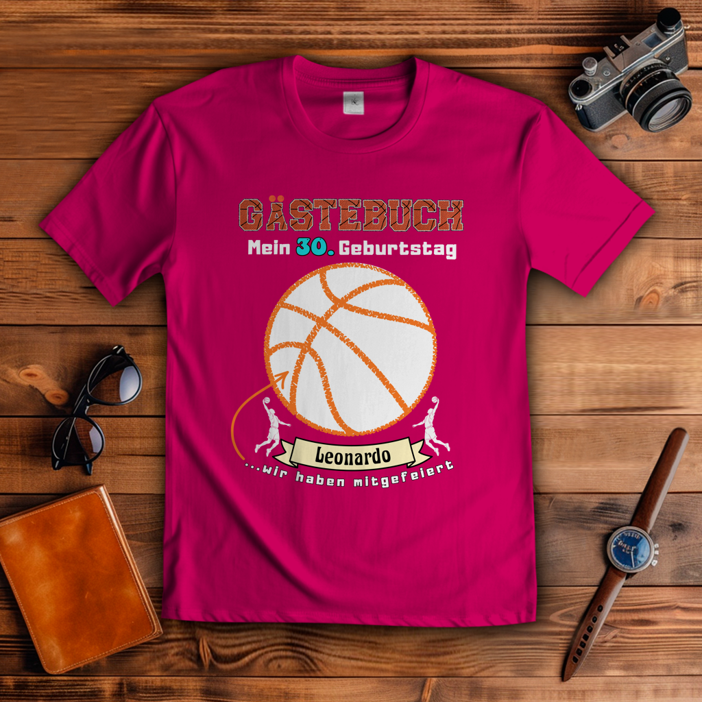 T-Shirt Geburtstag Basketball Gästebuch personalisierbar