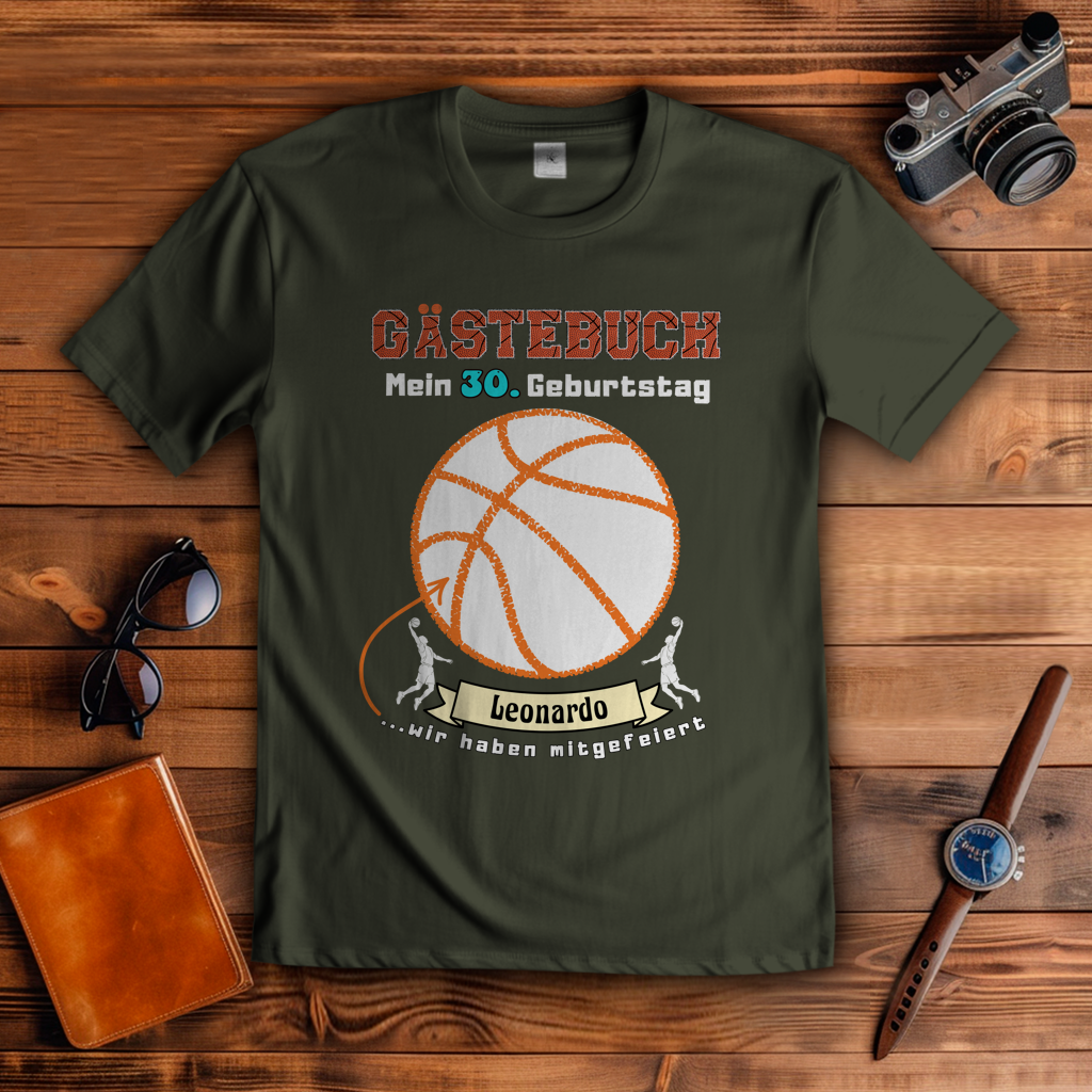 T-Shirt Geburtstag Basketball Gästebuch personalisierbar