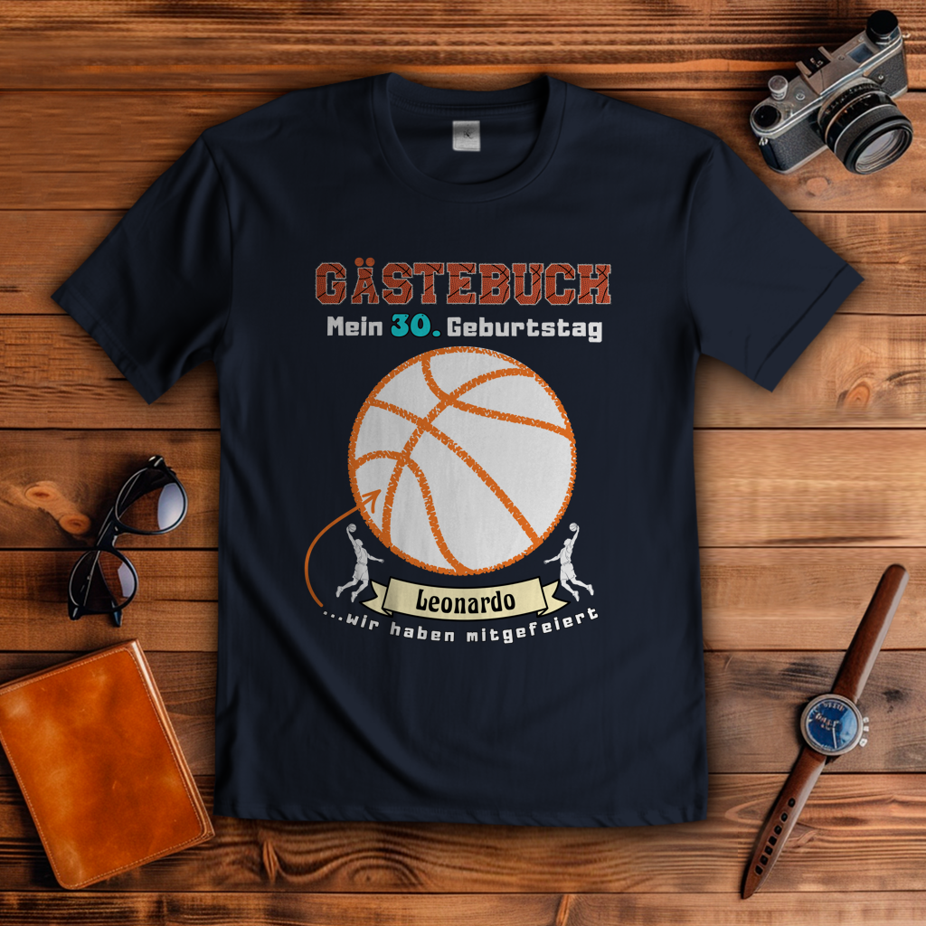 T-Shirt Geburtstag Basketball Gästebuch personalisierbar