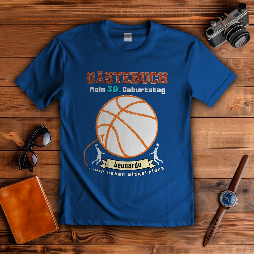 T-Shirt Geburtstag Basketball Gästebuch personalisierbar
