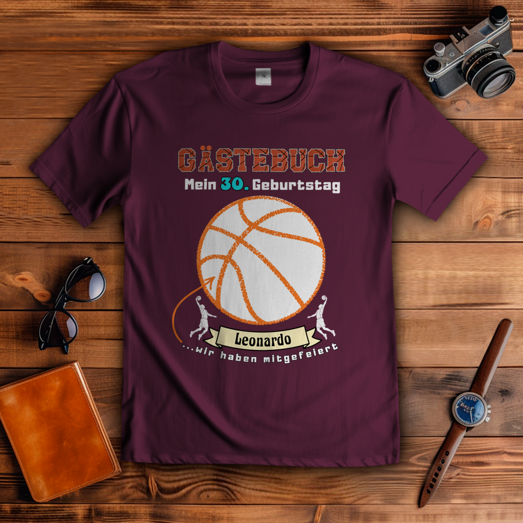 T-Shirt Geburtstag Basketball Gästebuch personalisierbar