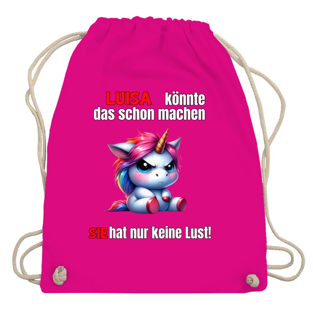 Turnbeutel / Tragetasche personalisiert mit Name- Spruch -Tier