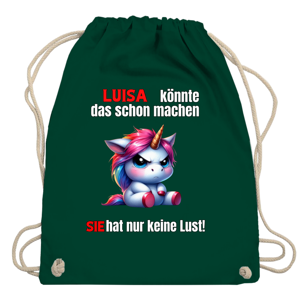 Turnbeutel / Tragetasche personalisiert mit Name- Spruch -Tier