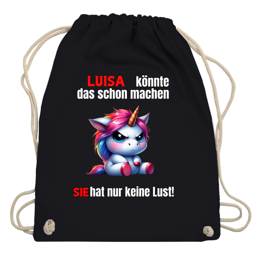 Turnbeutel / Tragetasche personalisiert mit Name- Spruch -Tier