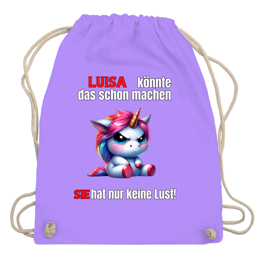 Turnbeutel / Tragetasche personalisiert mit Name- Spruch -Tier