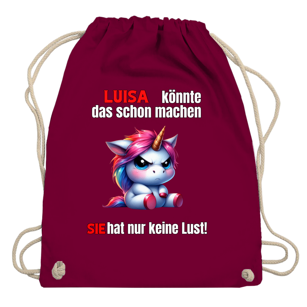 Turnbeutel / Tragetasche personalisiert mit Name- Spruch -Tier