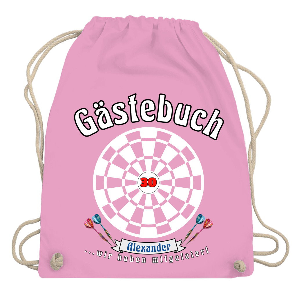 Turnbeutel / Tragetasche personalisiert Dartscheibe Gästebuch