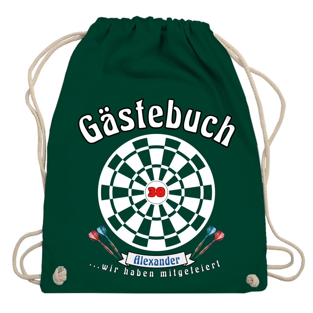 Turnbeutel / Tragetasche personalisiert Dartscheibe Gästebuch