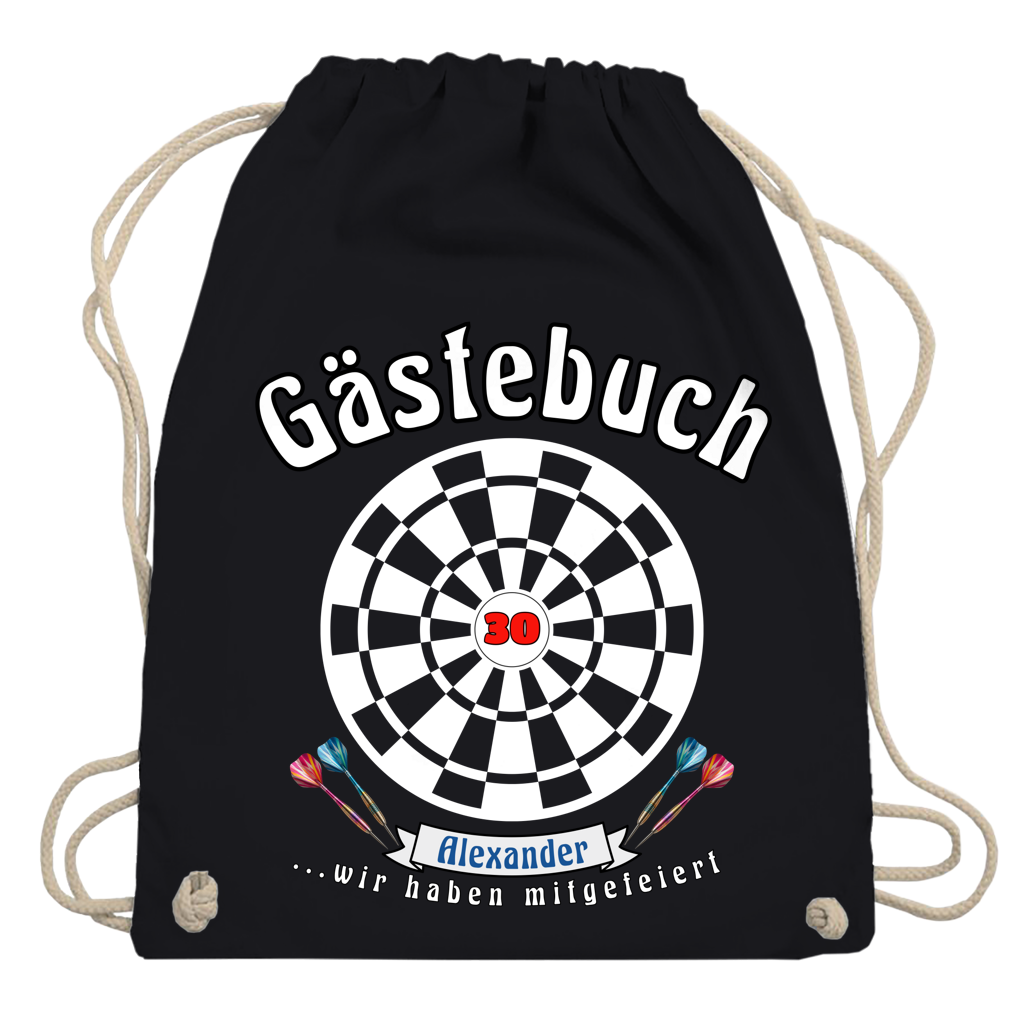Turnbeutel / Tragetasche personalisiert Dartscheibe Gästebuch
