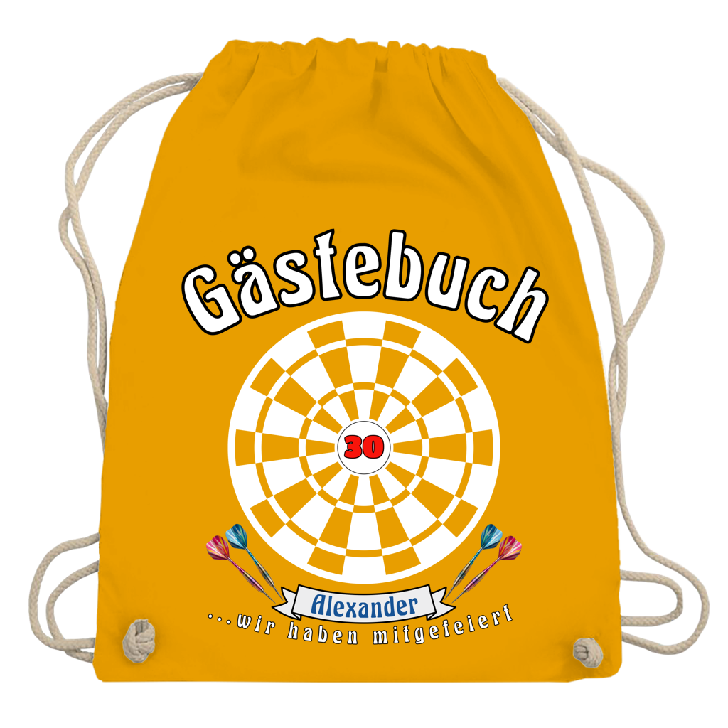 Turnbeutel / Tragetasche personalisiert Dartscheibe Gästebuch