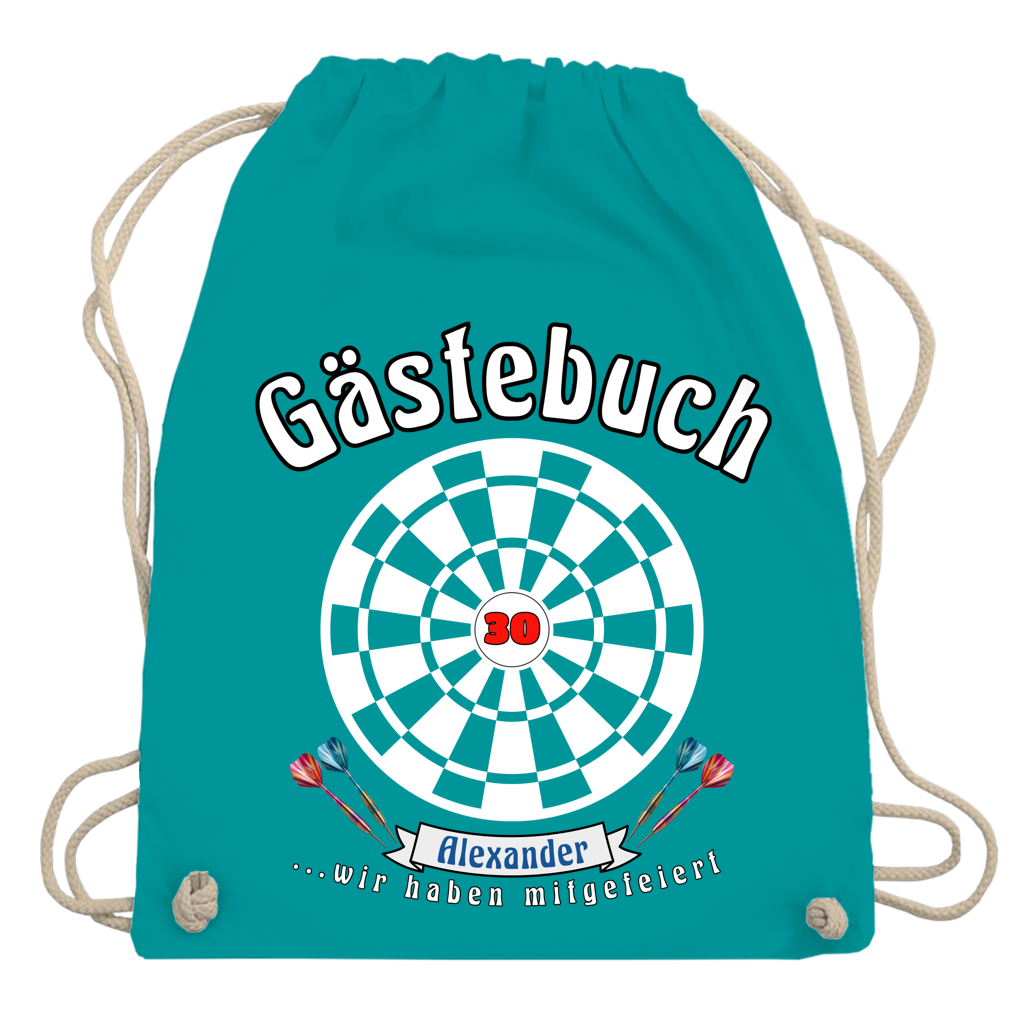Turnbeutel / Tragetasche personalisiert Dartscheibe Gästebuch