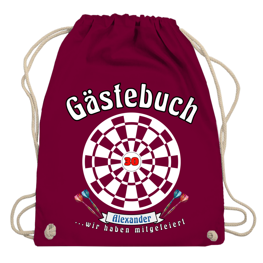 Turnbeutel / Tragetasche personalisiert Dartscheibe Gästebuch