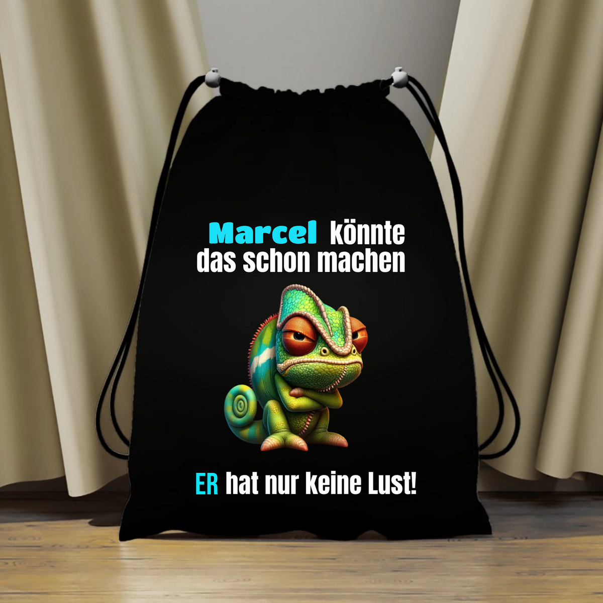 Turnbeutel / Tragetasche personalisiert mit Name- Spruch -Tier