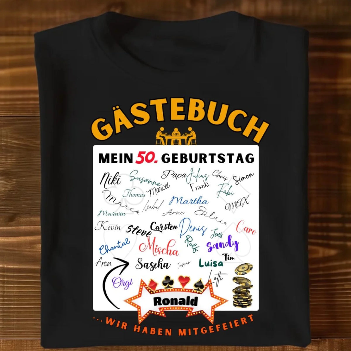 T-Shirt Gästebuch Poker