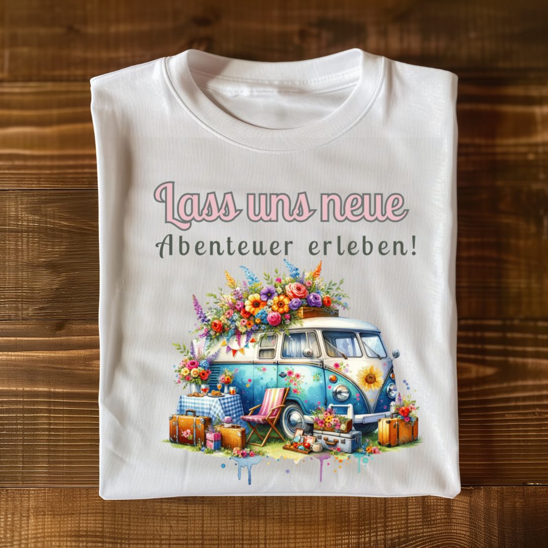 T-Shirt " Abenteuer erleben " Wohnwagen Fan´s